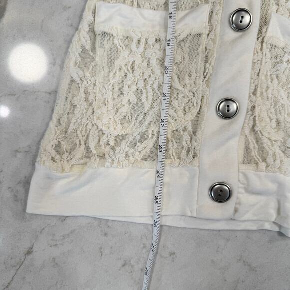 Wet Seal Cream Lace Button Cardigan Sheer Floral Long Sleeve Women’s Small Y2K - Picture 11 of 13